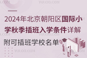 2024年北京朝阳区国际小学秋季插班入学条件详解，附可插班学校名单